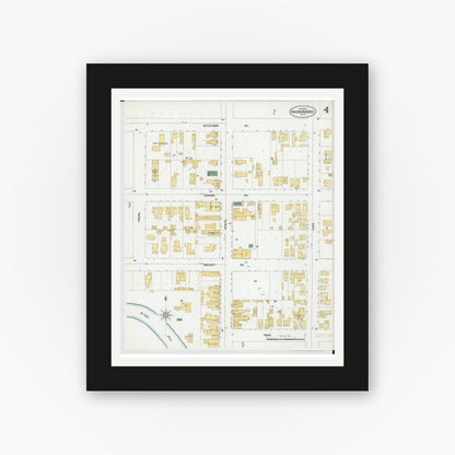 Old map wall art mockup — black gallery frame with white mat — Sanborn Fire Insurance Map from Oscoda, Iosco County, Michigan (1901), Sheet #0004
