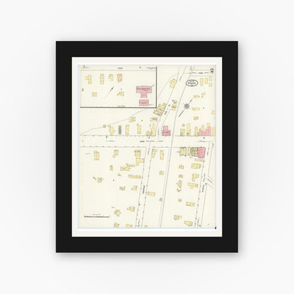 Old map wall art mockup — black gallery frame with white mat — Sanborn Fire Insurance Map from Girard, Erie County, Pennsylvania (1912), Sheet #0002