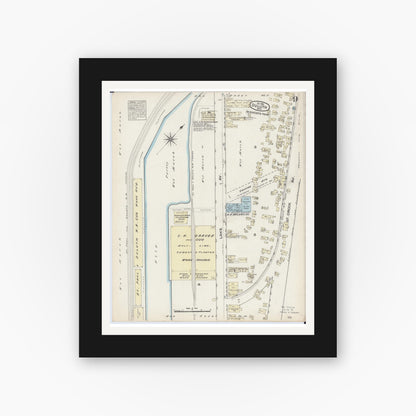 Old map wall art mockup — black gallery frame with white mat — Sanborn Fire Insurance Map from Duluth, Saint Louis County, Minnesota (1884), Sheet #0009