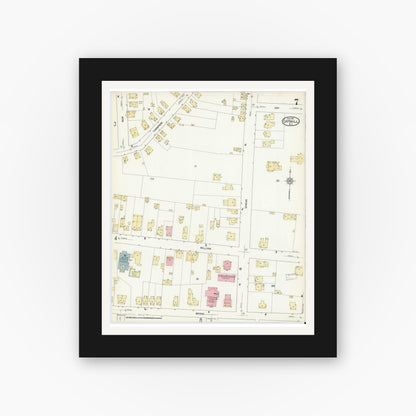 Old map wall art mockup — black gallery frame with white mat — Sanborn Fire Insurance Map from Catskill, Greene County, New York (1912), Sheet #0007