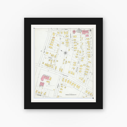 Old map wall art mockup — black gallery frame with white mat — Sanborn Fire Insurance Map from Lorain, Lorain County, Ohio (1905), Sheet #0006