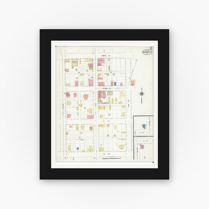 Old map wall art mockup — black gallery frame with white mat — Sanborn Fire Insurance Map from Owensville, Gasconade County, Missouri (1914), Sheet #0002