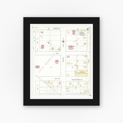Old map wall art mockup — black gallery frame with white mat — Sanborn Fire Insurance Map from Pella, Marion County, Iowa (1911), Sheet #0008