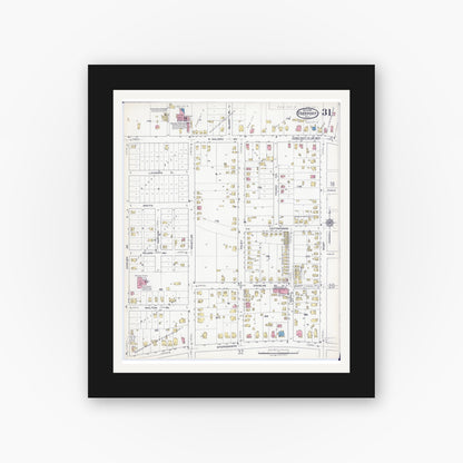 Old map wall art mockup — black gallery frame with white mat — Sanborn Fire Insurance Map from Freeport, Stephenson County, Illinois (1918), Sheet #0031