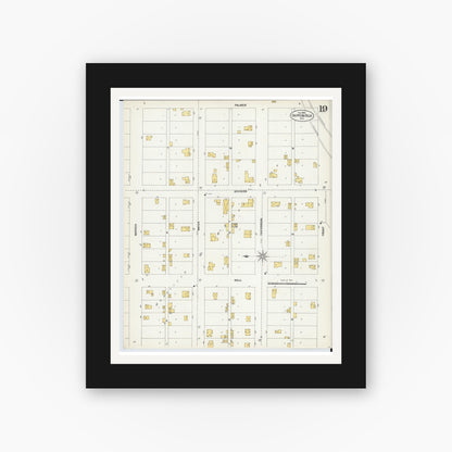 Old map wall art mockup — black gallery frame with white mat — Sanborn Fire Insurance Map from Chippewa Falls, Chippewa County, Wisconsin (1903), Sheet #0019