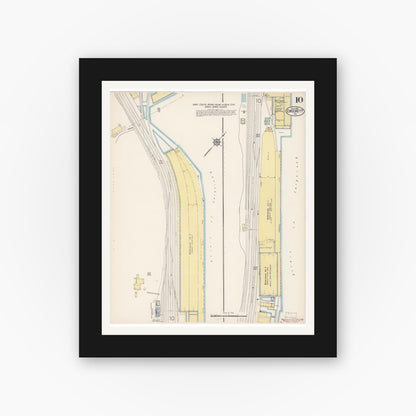 Old map wall art mockup — black gallery frame with white mat — Sanborn Fire Insurance Map from Crockett, Contra Costa County, California (1913), Sheet #0010