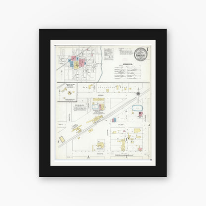 Old map wall art mockup — black gallery frame with white mat — Sanborn Fire Insurance Map from Bunker Hill, Macoupin County, Illinois (1910) - Complete Map Set