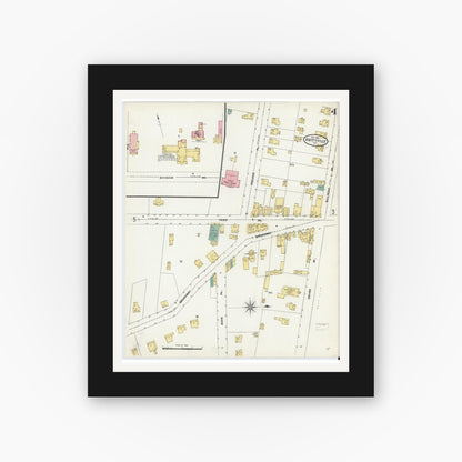 Old map wall art mockup — black gallery frame with white mat — Sanborn Fire Insurance Map from Amityville, Suffolk County, New York (1904), Sheet #0004