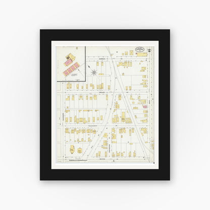 Old map wall art mockup — black gallery frame with white mat — Sanborn Fire Insurance Map from Parsons, Luzerne County, Pennsylvania (1903), Sheet #0002