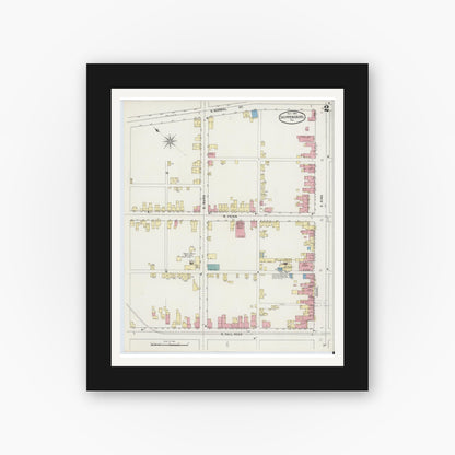 Old map wall art mockup — black gallery frame with white mat — Sanborn Fire Insurance Map from Shippensburg, Cumberland And Franklin Counties, Pennsylvania (1894), Sheet #0002