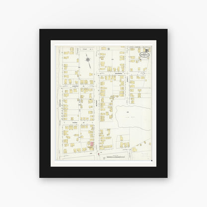 Old map wall art mockup — black gallery frame with white mat — Sanborn Fire Insurance Map from Carbondale, Lackawanna County, Pennsylvania (1912), Sheet #0018