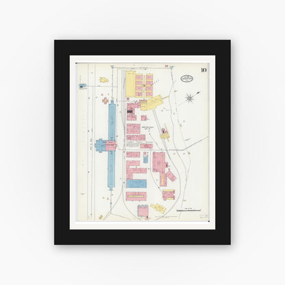 Old map wall art mockup — black gallery frame with white mat — Sanborn Fire Insurance Map from Chester, Randolph County, Illinois (1906), Sheet #0010