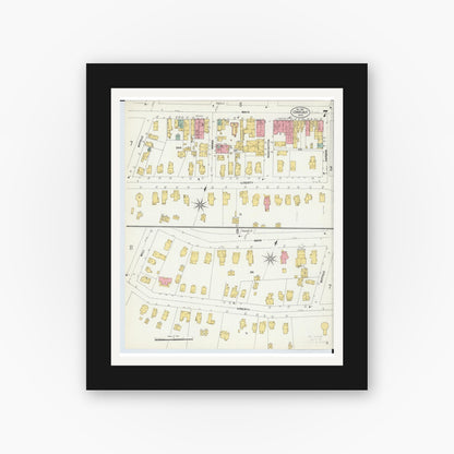 Old map wall art mockup — black gallery frame with white mat — Sanborn Fire Insurance Map from Conneaut, Ashtabula County, Ohio (1902), Sheet #0007