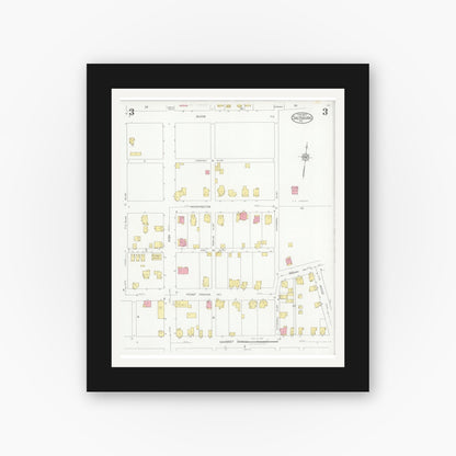 Old map wall art mockup — black gallery frame with white mat — Sanborn Fire Insurance Map from Saltsburg, Indiana County, Pennsylvania (1927), Sheet #0003