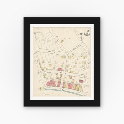 Old map wall art mockup — black gallery frame with white mat — Sanborn Fire Insurance Map from Coeburn, Wise County, Virginia (1922), Sheet #0003