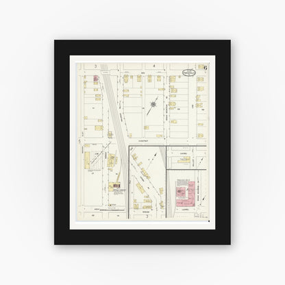 Old map wall art mockup — black gallery frame with white mat — Sanborn Fire Insurance Map from Frackville, Schuylkill County, Pennsylvania (1912), Sheet #0006