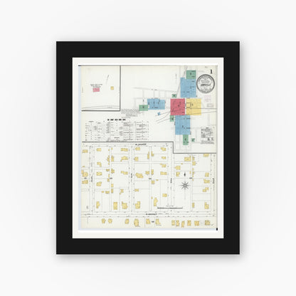Old map wall art mockup — black gallery frame with white mat — Sanborn Fire Insurance Map from Orrville, Wayne County, Ohio (1904) - Complete Map Set