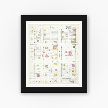 Old map wall art mockup — black gallery frame with white mat — Sanborn Fire Insurance Map from Canadian, Hemphill County, Texas (1920), Sheet #0004