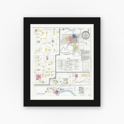 Old map wall art mockup — black gallery frame with white mat — Sanborn Fire Insurance Map from Aitkin, Aitkin County, Minnesota (1929) - Complete Map Set