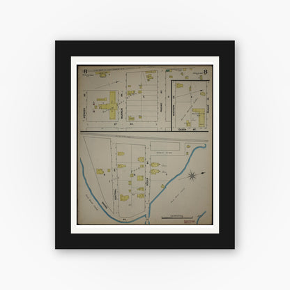 Old map wall art mockup — black gallery frame with white mat — Sanborn Fire Insurance Map from New Jersey Coast, New Jersey Coast, New Jersey (1890), Sheet #0008