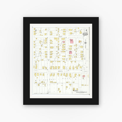 Old map wall art mockup — black gallery frame with white mat — Sanborn Fire Insurance Map from Bremen, Fairfield County, Ohio (1926), Sheet #0004