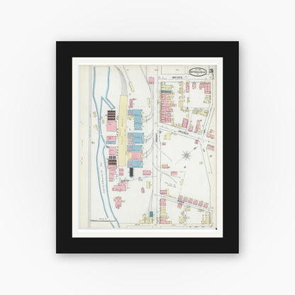 Old map wall art mockup — black gallery frame with white mat — Sanborn Fire Insurance Map from Catasauqua, Lehigh County, Pennsylvania (1891), Sheet #0003