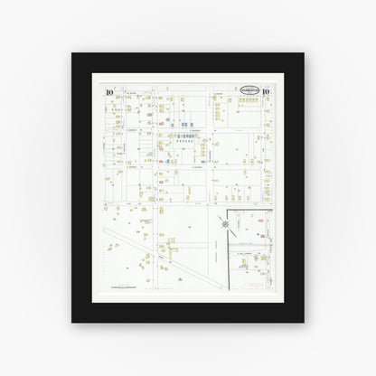 Old map wall art mockup — black gallery frame with white mat — Sanborn Fire Insurance Map from Hammonton, Atlantic County, New Jersey (1930), Sheet #0010