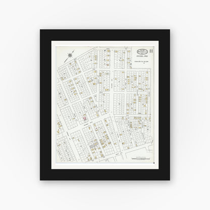 Old map wall art mockup — black gallery frame with white mat — Sanborn Fire Insurance Map from Westville, Gloucester County, New Jersey (1919), Sheet #0011
