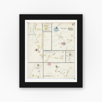 Old map wall art mockup — black gallery frame with white mat — Sanborn Fire Insurance Map from Republic, Marquette County, Michigan (1888), Sheet #0002