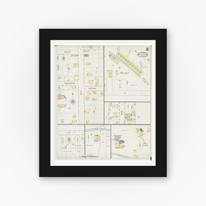 Old map wall art mockup — black gallery frame with white mat — Sanborn Fire Insurance Map from Brillion, Calumet County, Wisconsin (1894), Sheet #0002