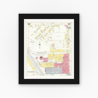 Old map wall art mockup — black gallery frame with white mat — Sanborn Fire Insurance Map from Salem, Columbiana County, Ohio (1926), Sheet #0023
