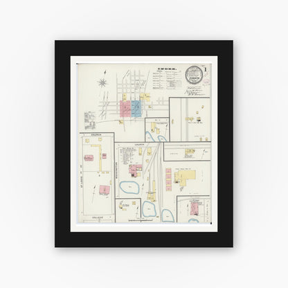 Old map wall art mockup — black gallery frame with white mat — Sanborn Fire Insurance Map from Sparta, Randolph County, Illinois (1894) - Complete Map Set