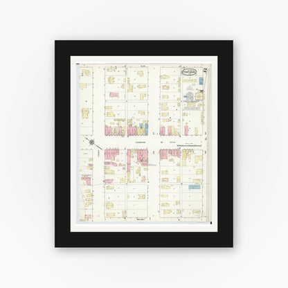 Old map wall art mockup — black gallery frame with white mat — Sanborn Fire Insurance Map from Perrysburg, Wood County, Ohio (1914), Sheet #0002
