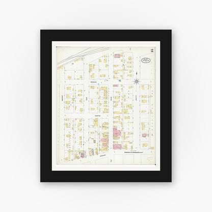 Old map wall art mockup — black gallery frame with white mat — Sanborn Fire Insurance Map from Seneca, La Salle County, Illinois (1907), Sheet #0002