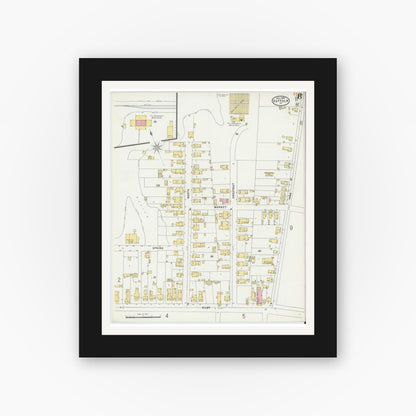Old map wall art mockup — black gallery frame with white mat — Sanborn Fire Insurance Map from Suffolk, Independent Cities, Virginia (1898), Sheet #0008