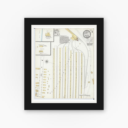 Old map wall art mockup — black gallery frame with white mat — Sanborn Fire Insurance Map from Atkinson, Iron County, Michigan (1900) - Complete Map Set