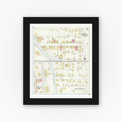 Old map wall art mockup — black gallery frame with white mat — Sanborn Fire Insurance Map from Salineville, Columbiana County, Ohio (1911), Sheet #0005