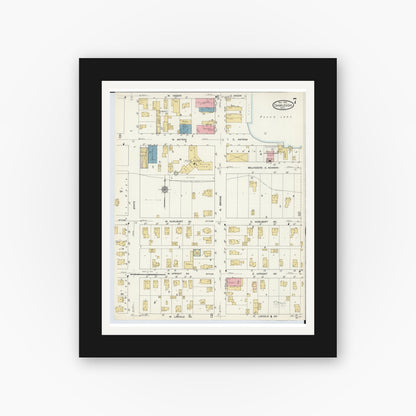 Old map wall art mockup — black gallery frame with white mat — Sanborn Fire Insurance Map from Charlevoix, Charlevoix County, Michigan (1912), Sheet #0007