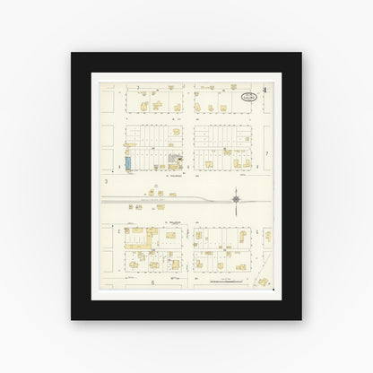 Old map wall art mockup — black gallery frame with white mat — Sanborn Fire Insurance Map from Luling, Caldwell County, Texas (1912), Sheet #0004