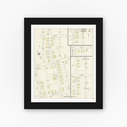 Old map wall art mockup — black gallery frame with white mat — Sanborn Fire Insurance Map from Avoca, Luzerne County, Pennsylvania (1913), Sheet #0007