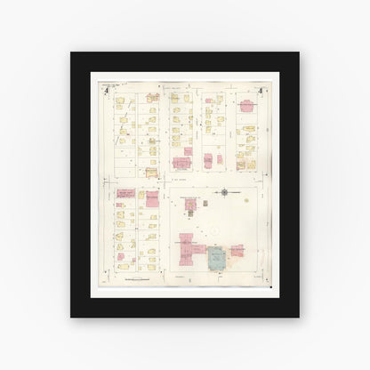 Old map wall art mockup — black gallery frame with white mat — Sanborn Fire Insurance Map from Webster City, Hamilton County, Iowa (1950), Sheet #0004