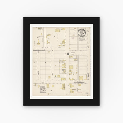 Old map wall art mockup — black gallery frame with white mat — Sanborn Fire Insurance Map from El Cajon, San Diego County, California (1911) - Complete Map Set