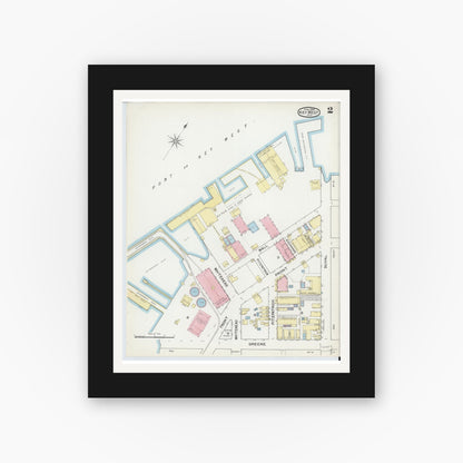Old map wall art mockup — black gallery frame with white mat — Sanborn Fire Insurance Map from Key West, Monroe County, Florida (1892), Sheet #0002