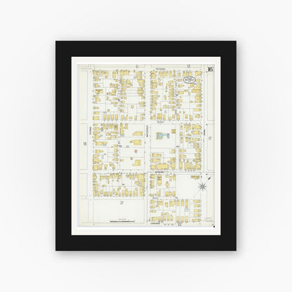 Old map wall art mockup — black gallery frame with white mat — Sanborn Fire Insurance Map from Key West, Monroe County, Florida (1899), Sheet #0016