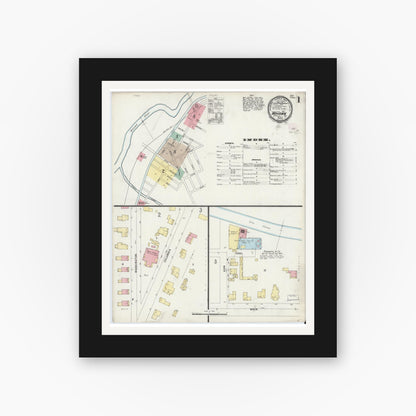 Old map wall art mockup — black gallery frame with white mat — Sanborn Fire Insurance Map from Mohawk, Herkimer County, New York (1897) - Complete Map Set