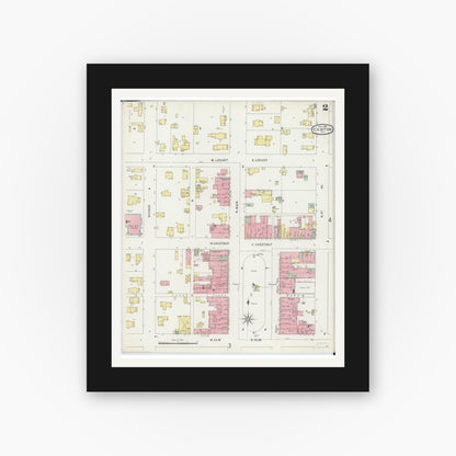 Old map wall art mockup — black gallery frame with white mat — Sanborn Fire Insurance Map from Canton, Fulton County, Illinois (1896), Sheet #0002