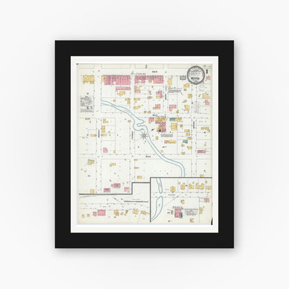 Old map wall art mockup — black gallery frame with white mat — Sanborn Fire Insurance Map from Weston, Platte County, Missouri (1900) - Complete Map Set