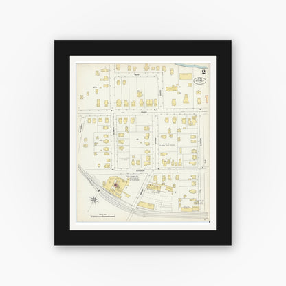 Old map wall art mockup — black gallery frame with white mat — Sanborn Fire Insurance Map from Sidney, Delaware County, New York (1903), Sheet #0002