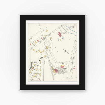 Old map wall art mockup — black gallery frame with white mat — Sanborn Fire Insurance Map from Waverly, Pike County, Ohio (1921), Sheet #0002