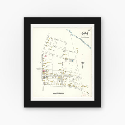 Old map wall art mockup — black gallery frame with white mat — Sanborn Fire Insurance Map from Englishtown, Monmouth County, New Jersey (1921), Sheet #0002